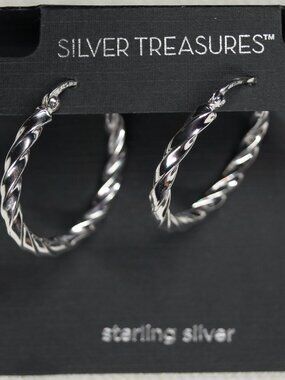 Silver Treasures Sterling Silver Twisted Hoop Earrings